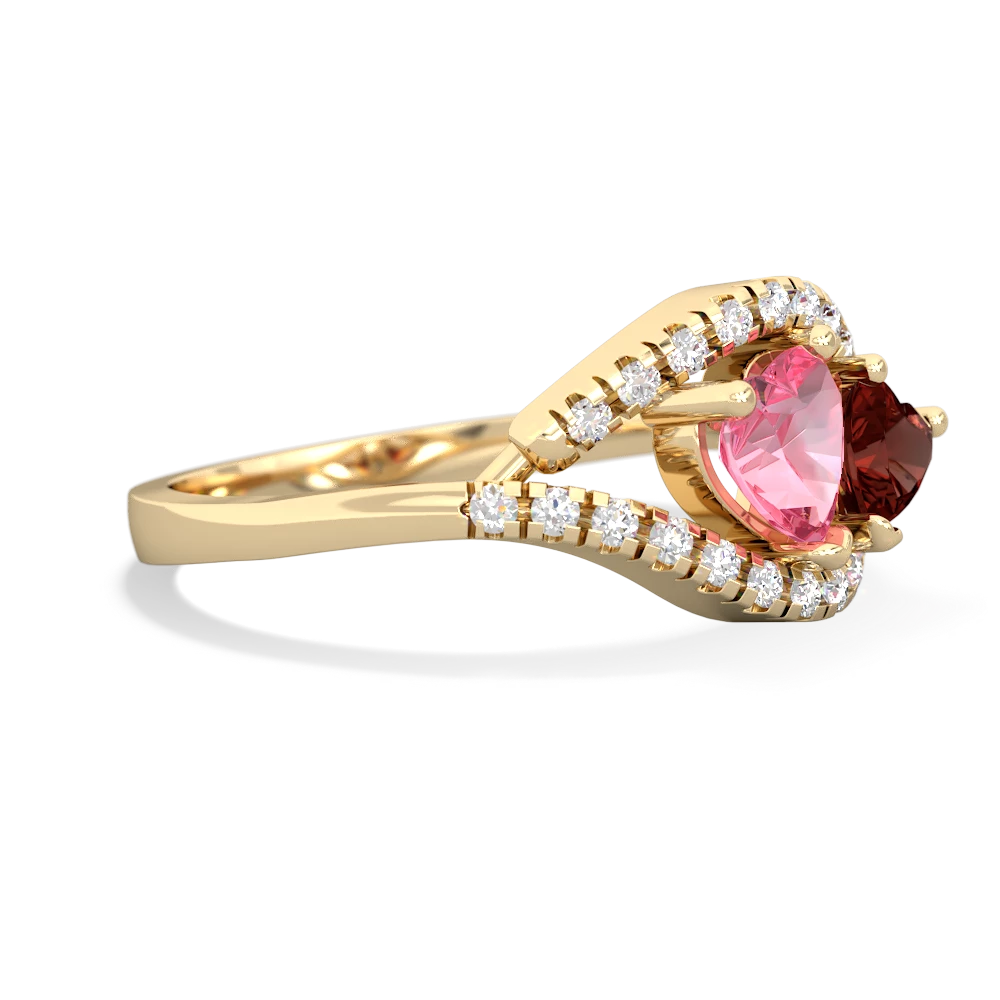 Lab Pink Sapphire Mother And Child 14K Yellow Gold ring R3010