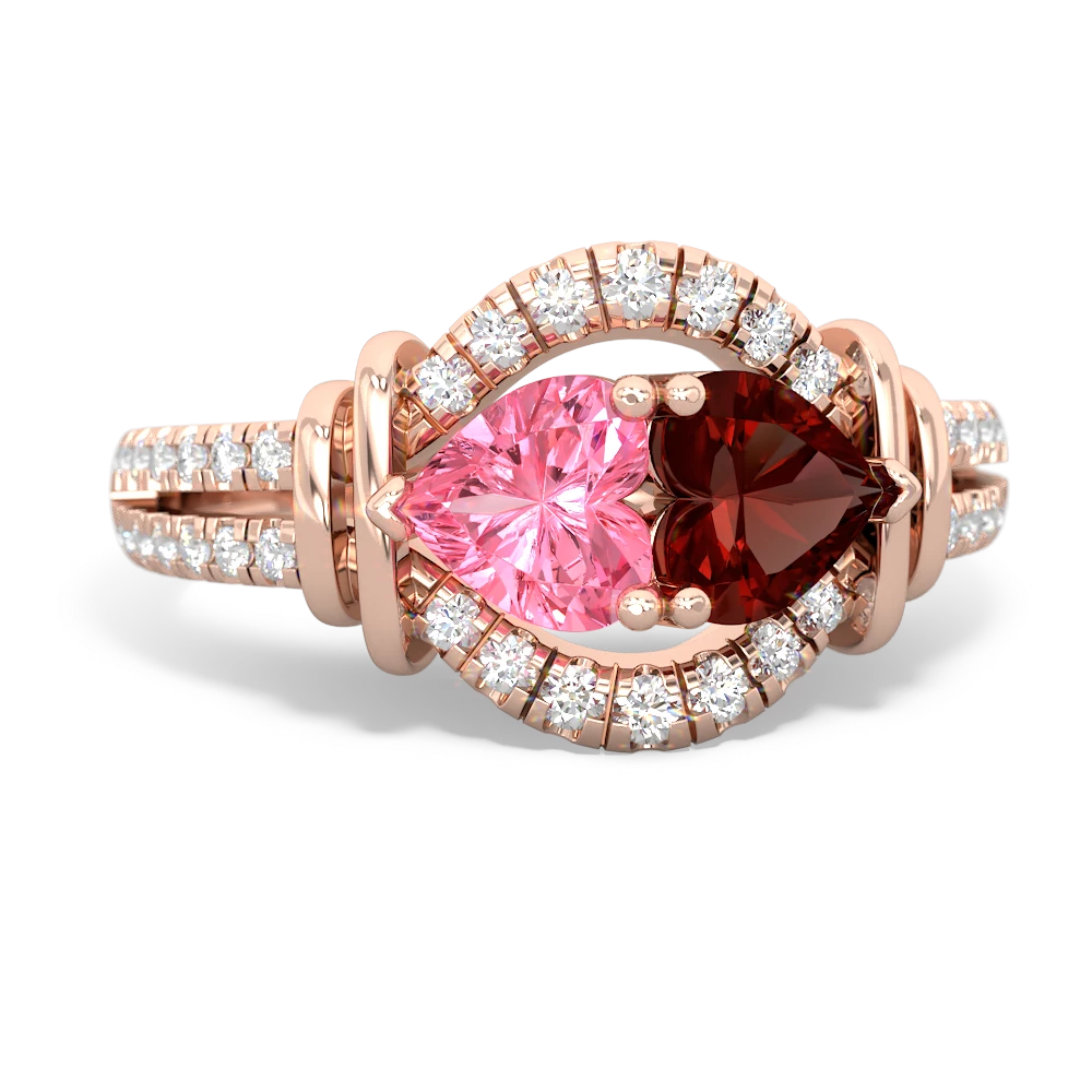 Lab Pink Sapphire Art-Deco Keepsake 14K Rose Gold ring R5630