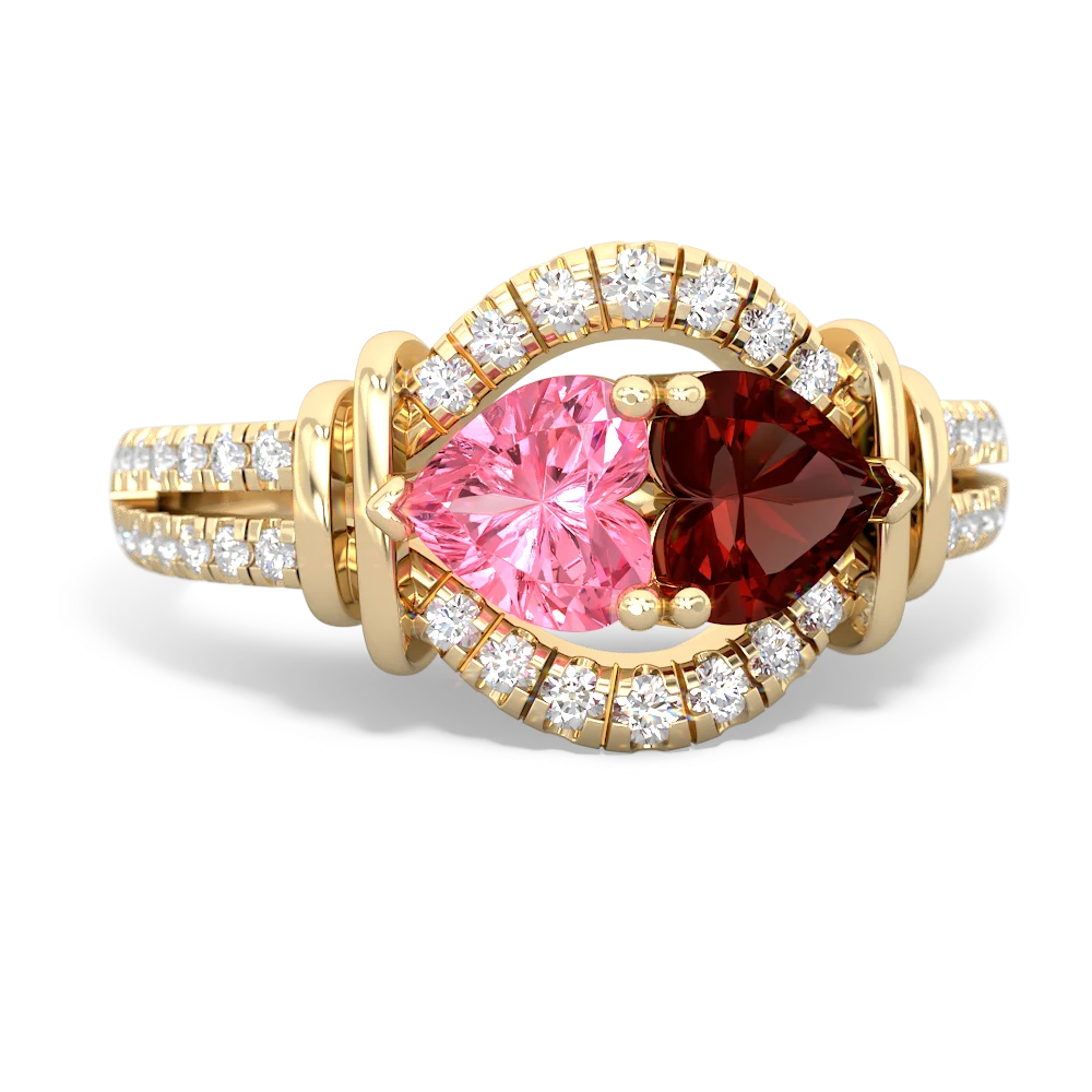 Lab Pink Sapphire Art-Deco Keepsake 14K Yellow Gold ring R5630