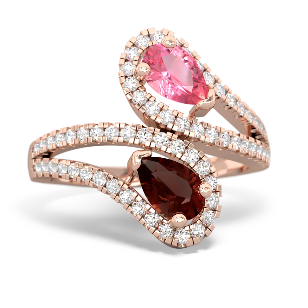 Lab Pink Sapphire Diamond Dazzler 14K Rose Gold ring R3000