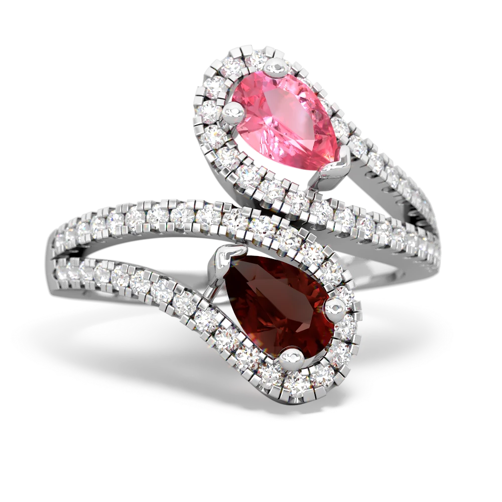 Lab Pink Sapphire Diamond Dazzler 14K White Gold ring R3000