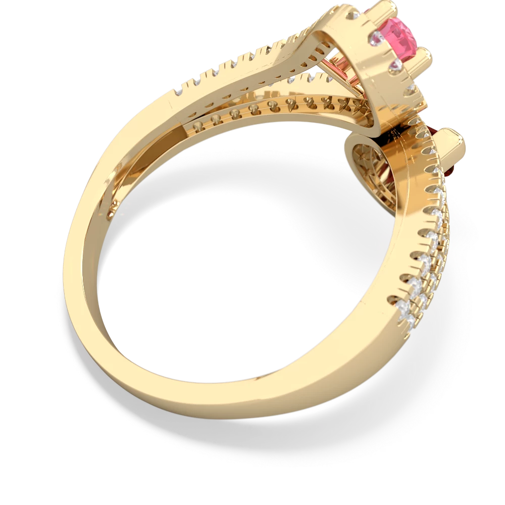 Lab Pink Sapphire Diamond Dazzler 14K Yellow Gold ring R3000