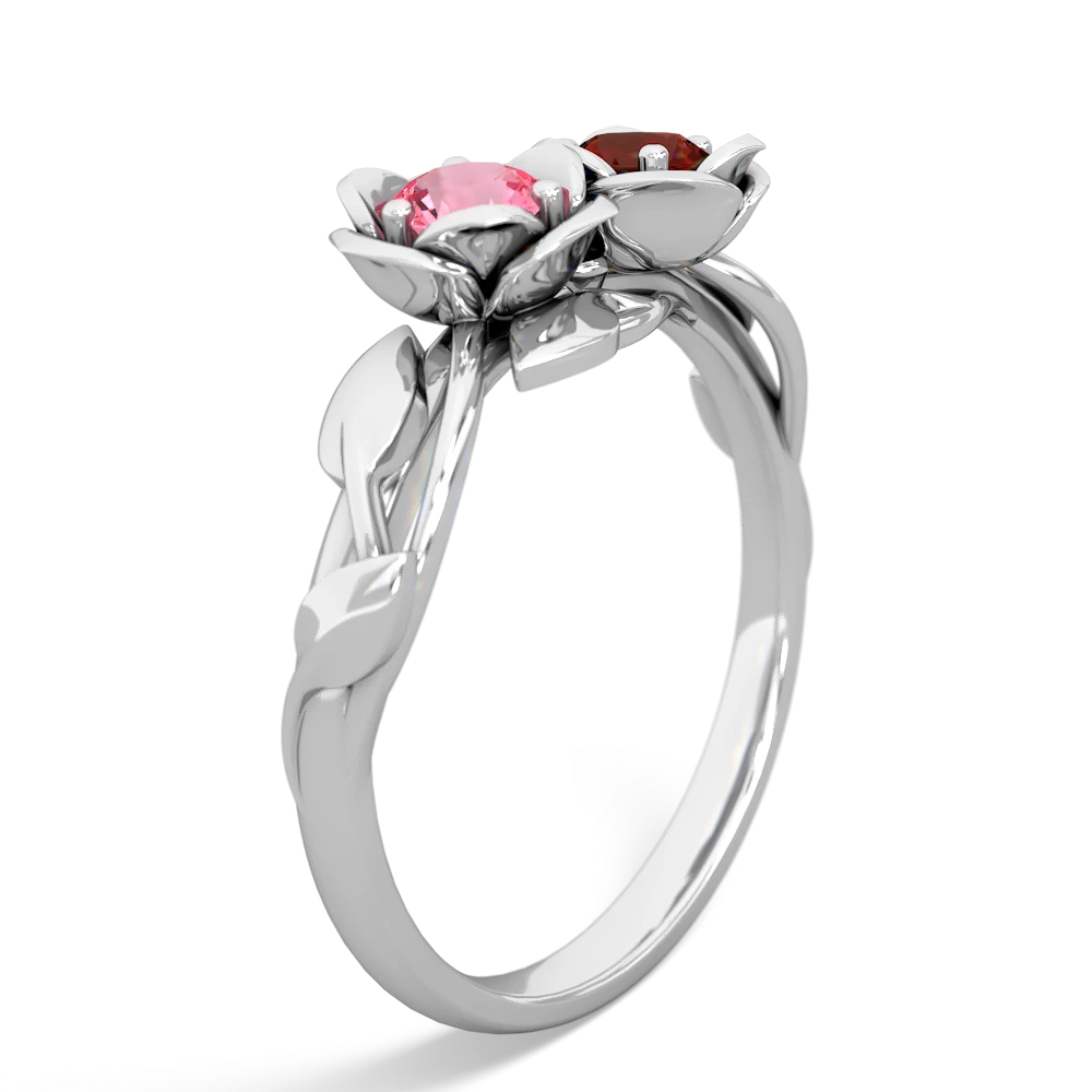 Lab Pink Sapphire Rose Garden 14K White Gold ring R5510