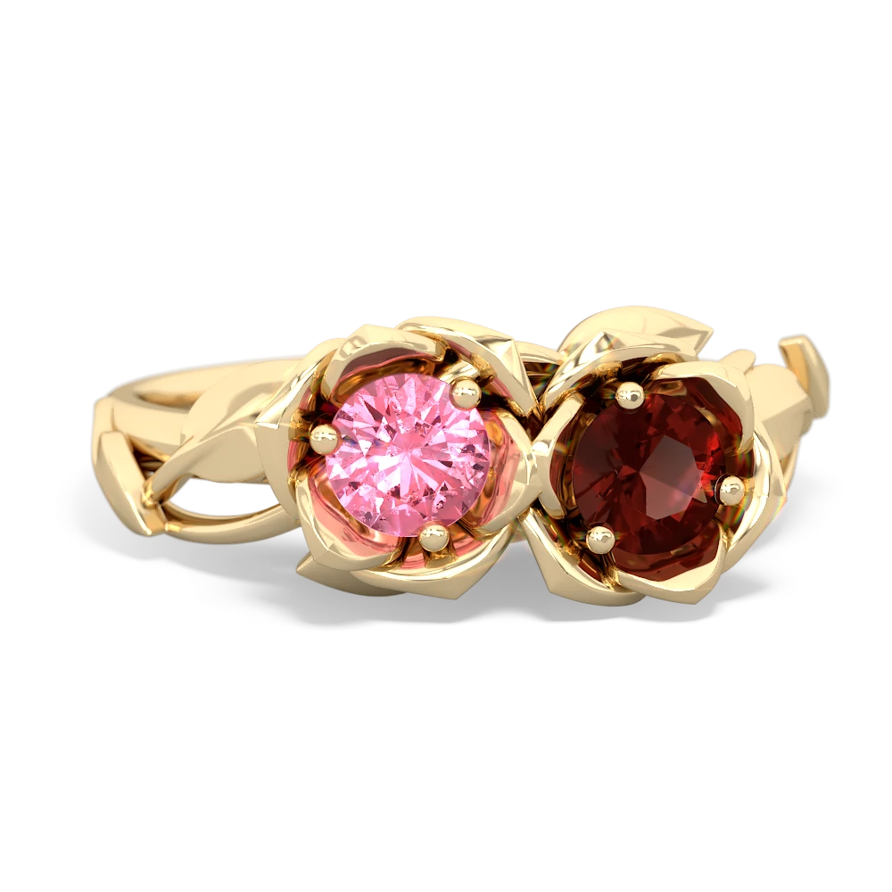 Lab Pink Sapphire Rose Garden 14K Yellow Gold ring R5510