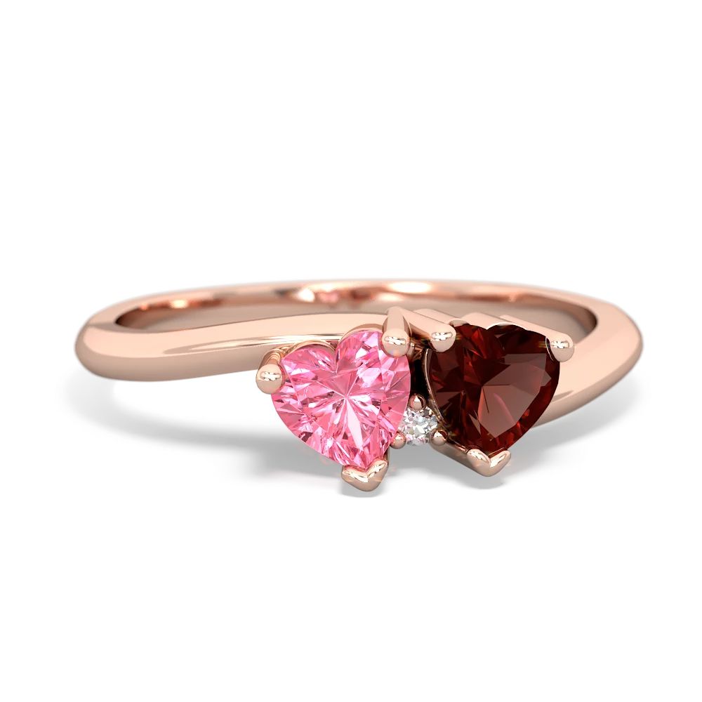 Lab Pink Sapphire Sweethearts 14K Rose Gold ring R5260