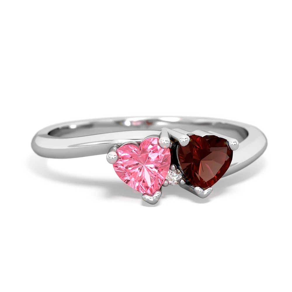 Lab Pink Sapphire Sweethearts 14K White Gold ring R5260