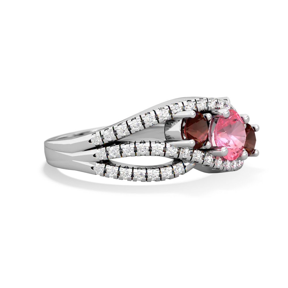 Lab Pink Sapphire Three Stone Aurora 14K White Gold ring R3080