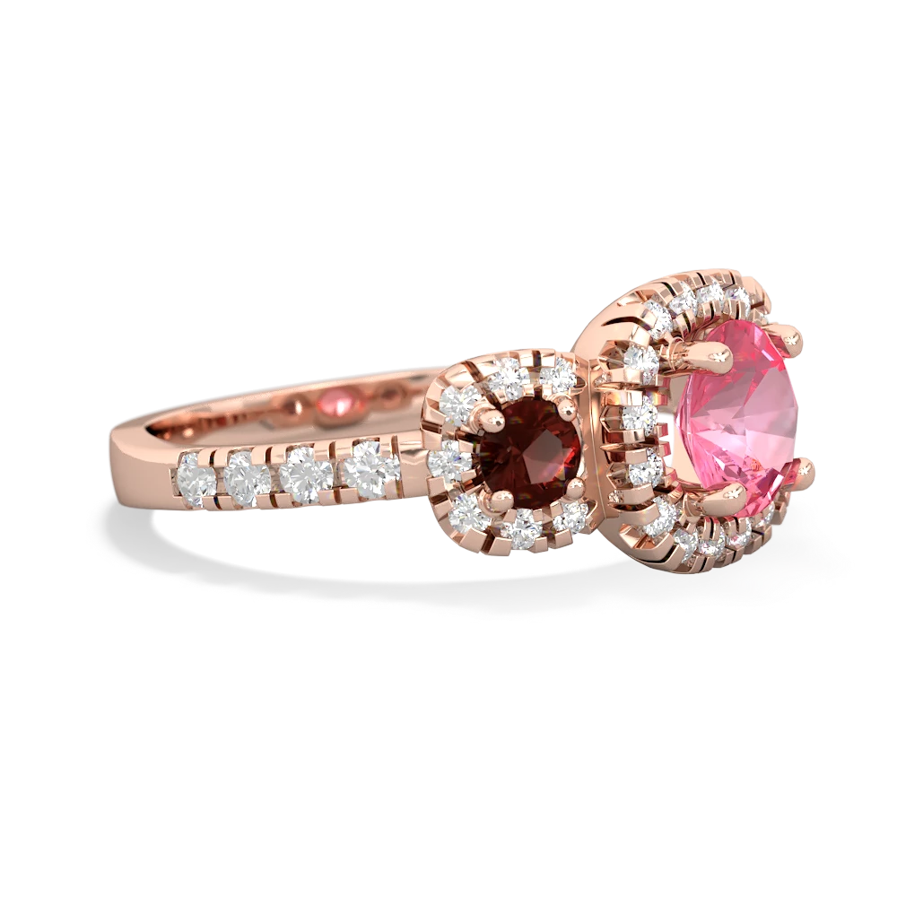 Lab Pink Sapphire Regal Halo 14K Rose Gold ring R5350
