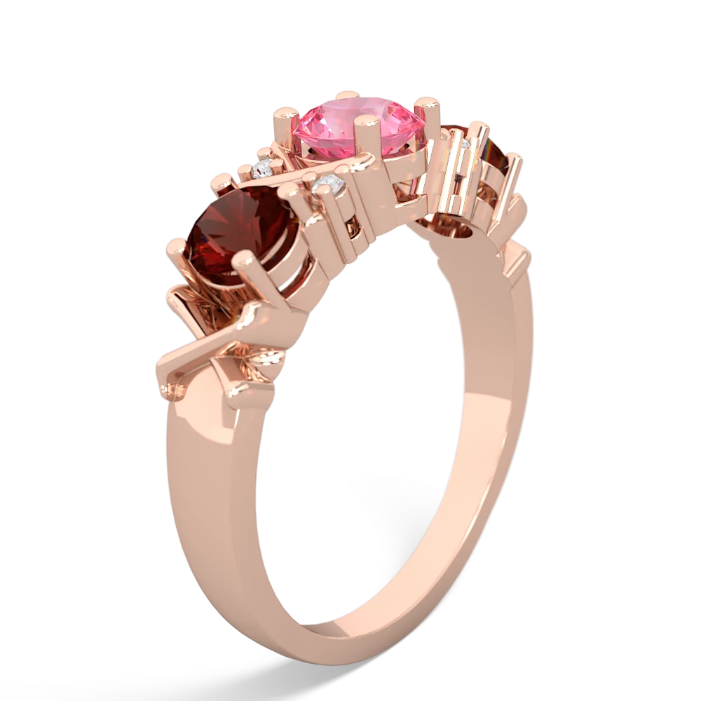 Lab Pink Sapphire Hugs And Kisses 14K Rose Gold ring R5016