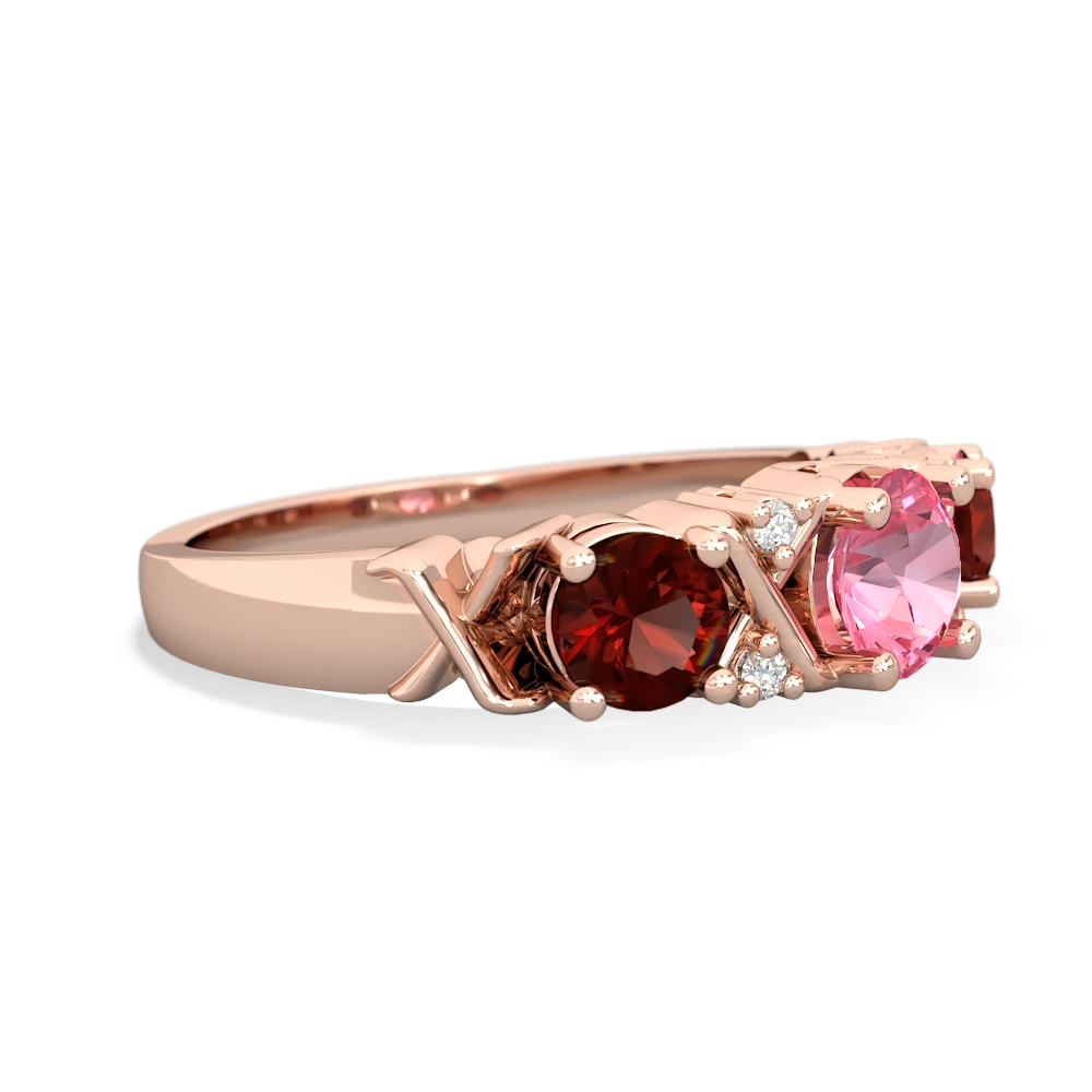 Lab Pink Sapphire Hugs And Kisses 14K Rose Gold ring R5016