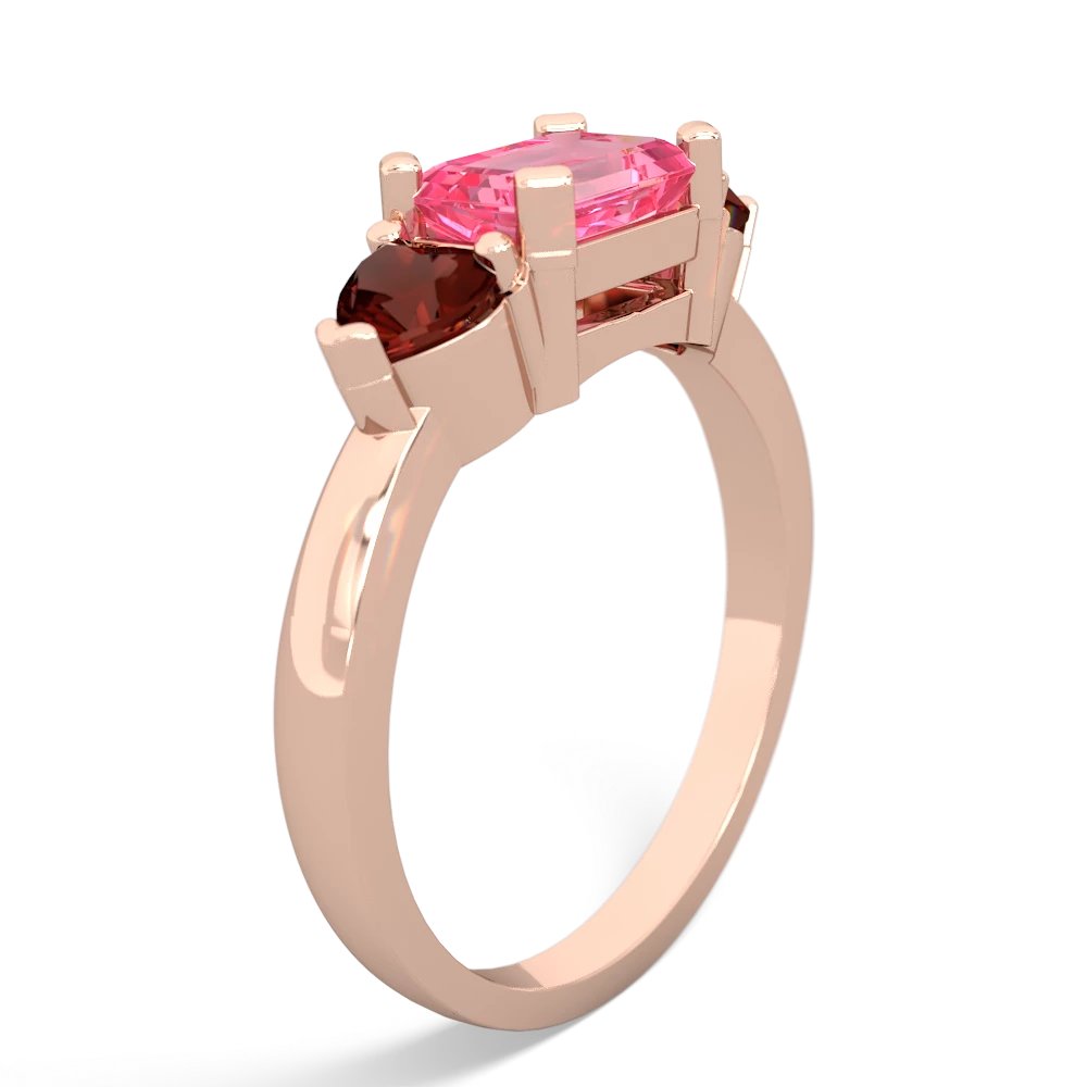 Lab Pink Sapphire Three Stone 14K Rose Gold ring R5235