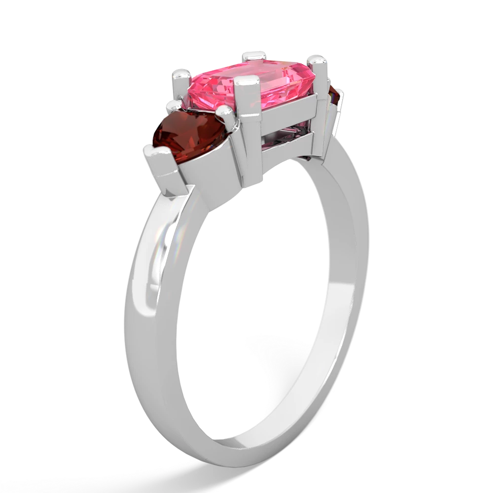 Lab Pink Sapphire Three Stone 14K White Gold ring R5235