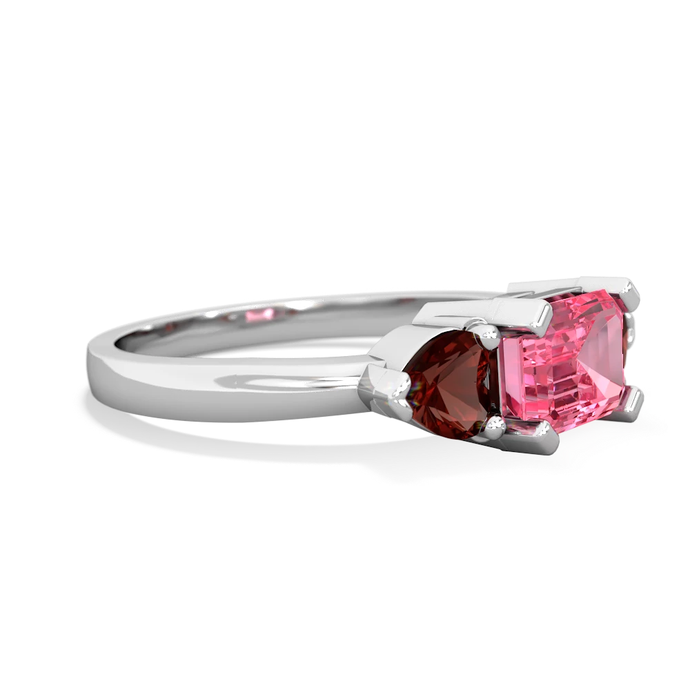 Lab Pink Sapphire Three Stone 14K White Gold ring R5235