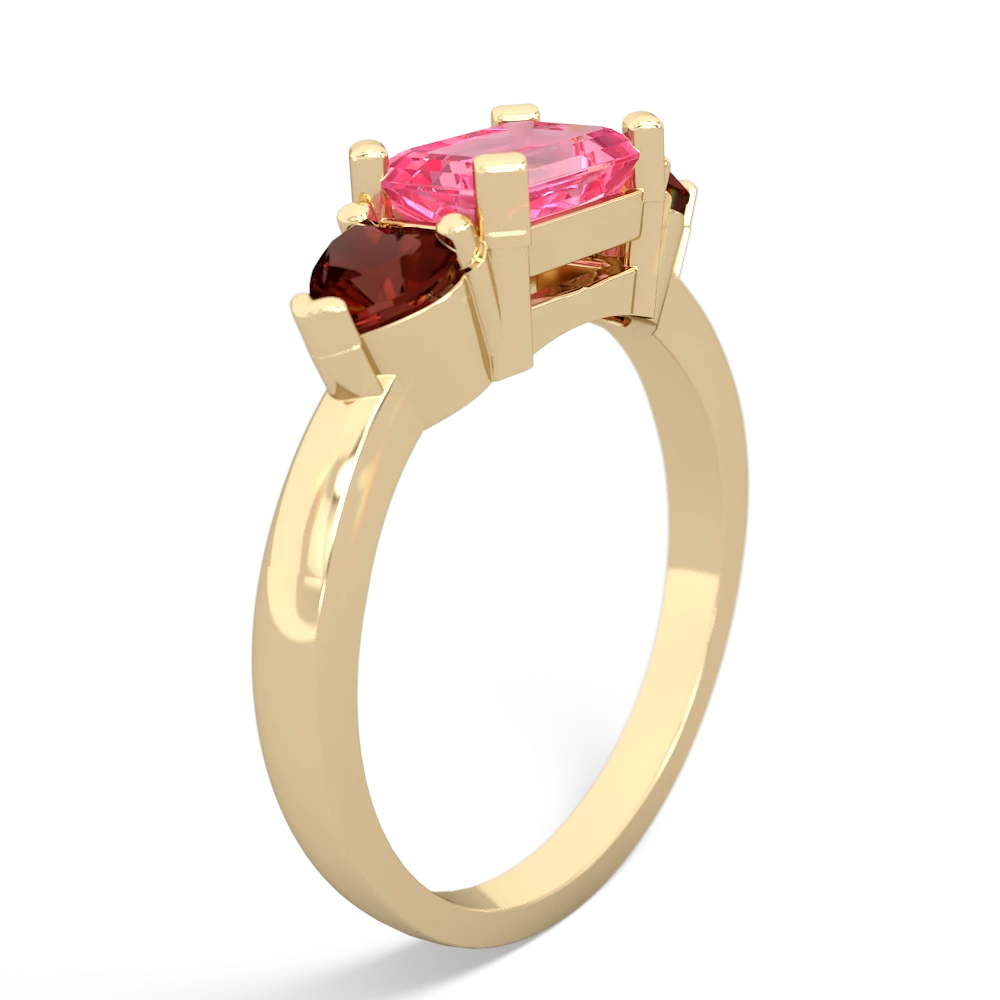 Lab Pink Sapphire Three Stone 14K Yellow Gold ring R5235