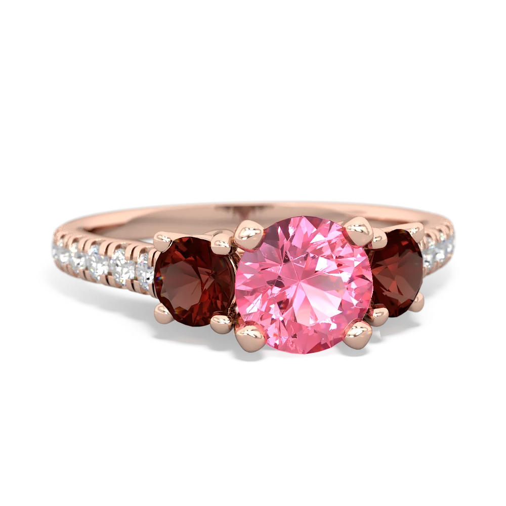 Lab Pink Sapphire Pave Trellis 14K Rose Gold ring R5500