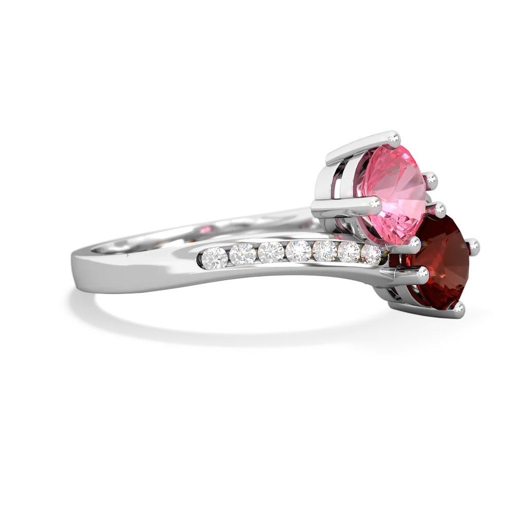 Lab Pink Sapphire Channel Set Two Stone 14K White Gold ring R5303