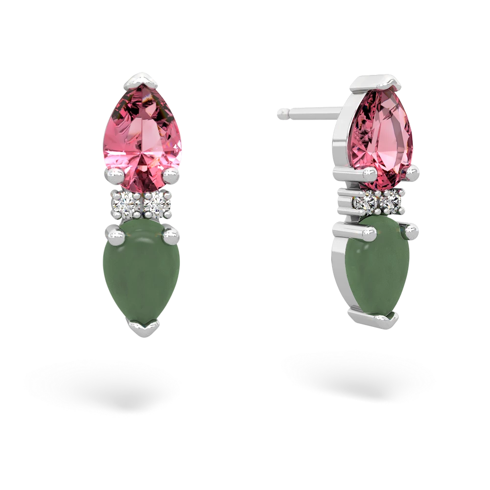 Lab Pink Sapphire Bowtie Drop 14K White Gold earrings E0865
