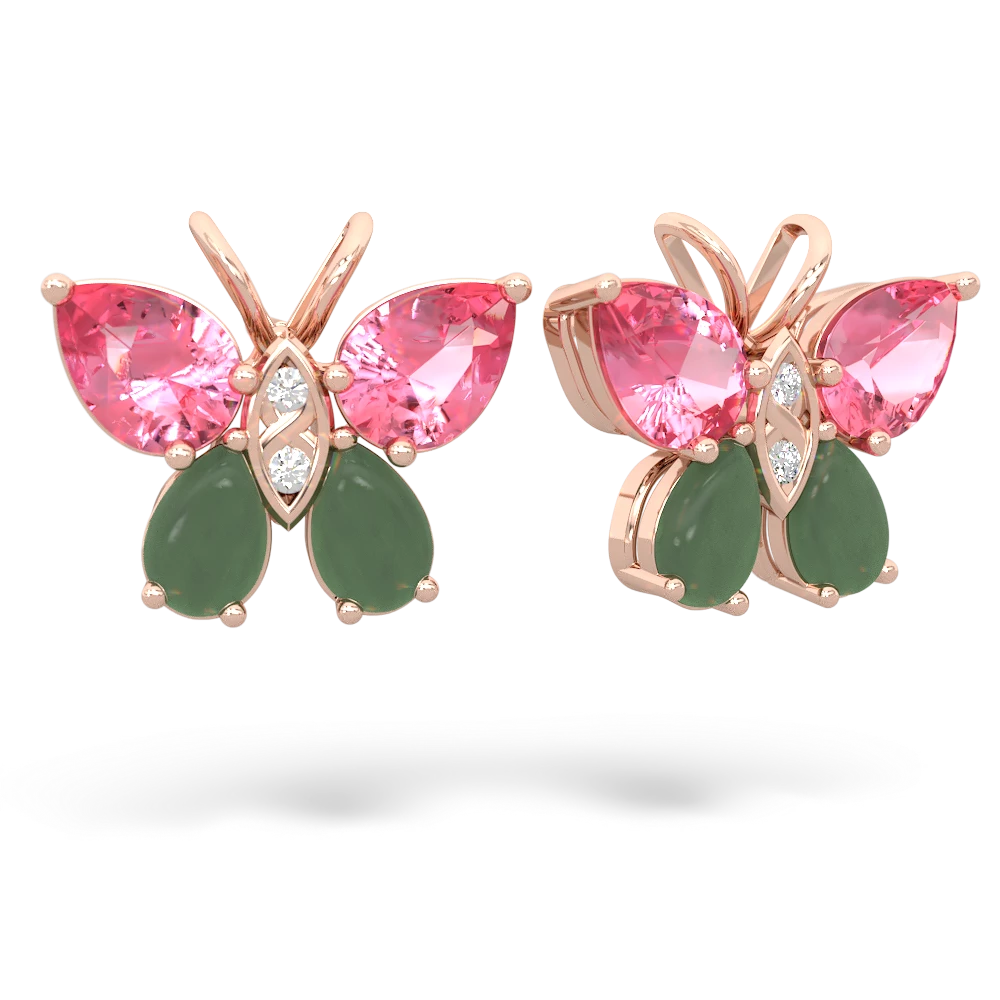 Lab Pink Sapphire Butterfly 14K Rose Gold earrings E2215