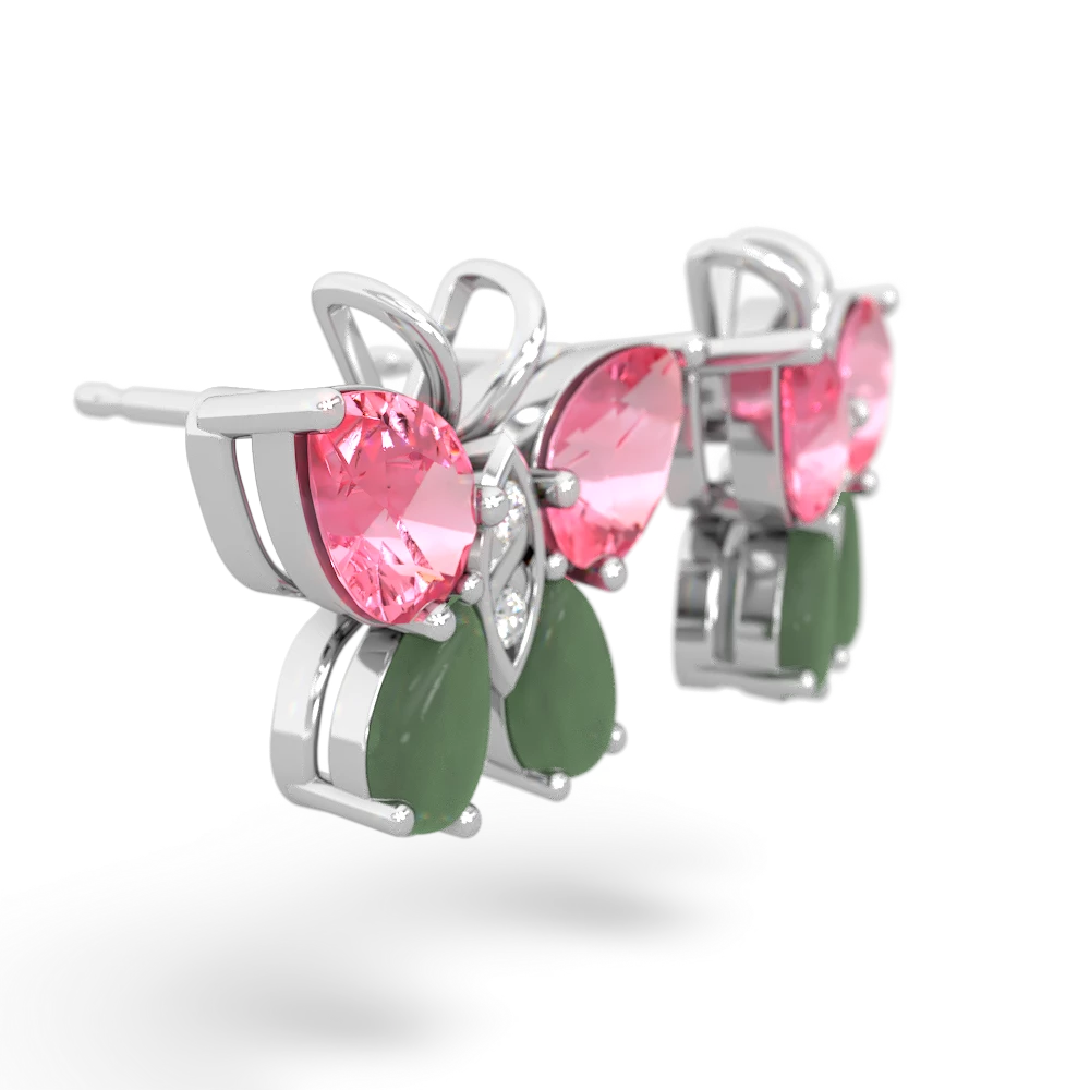 Lab Pink Sapphire Butterfly 14K White Gold earrings E2215