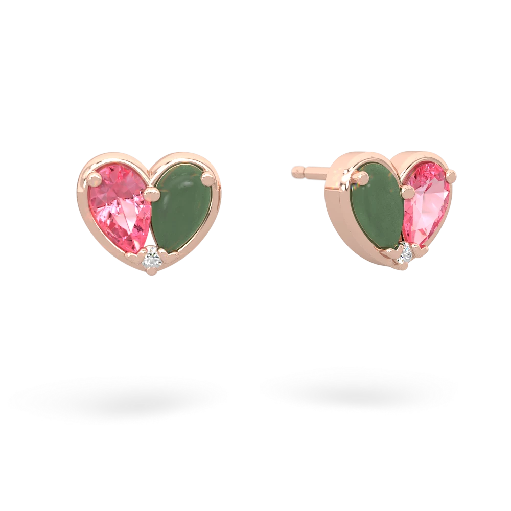 Lab Pink Sapphire 'Our Heart' 14K Rose Gold earrings E5072