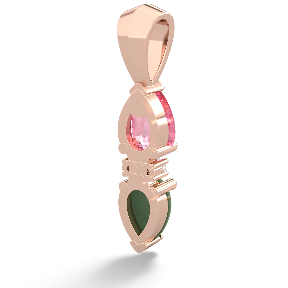 Lab Pink Sapphire Bowtie Drop 14K Rose Gold pendant P0865