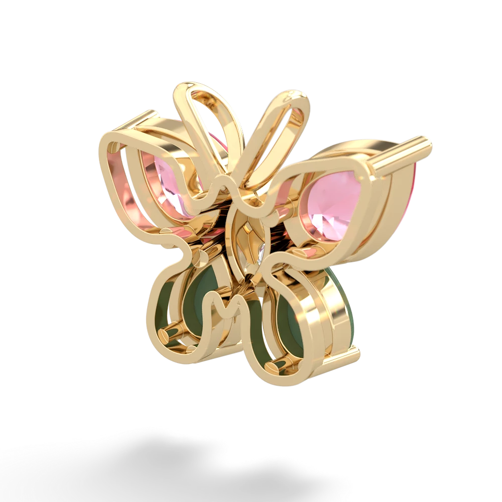 Lab Pink Sapphire Butterfly 14K Yellow Gold pendant P2215