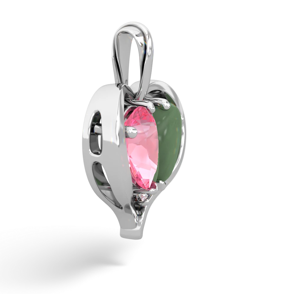 Lab Pink Sapphire Two Become One 14K White Gold pendant P5330