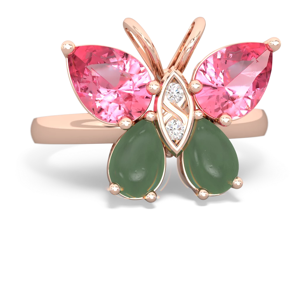 Lab Pink Sapphire Butterfly 14K Rose Gold ring R2215