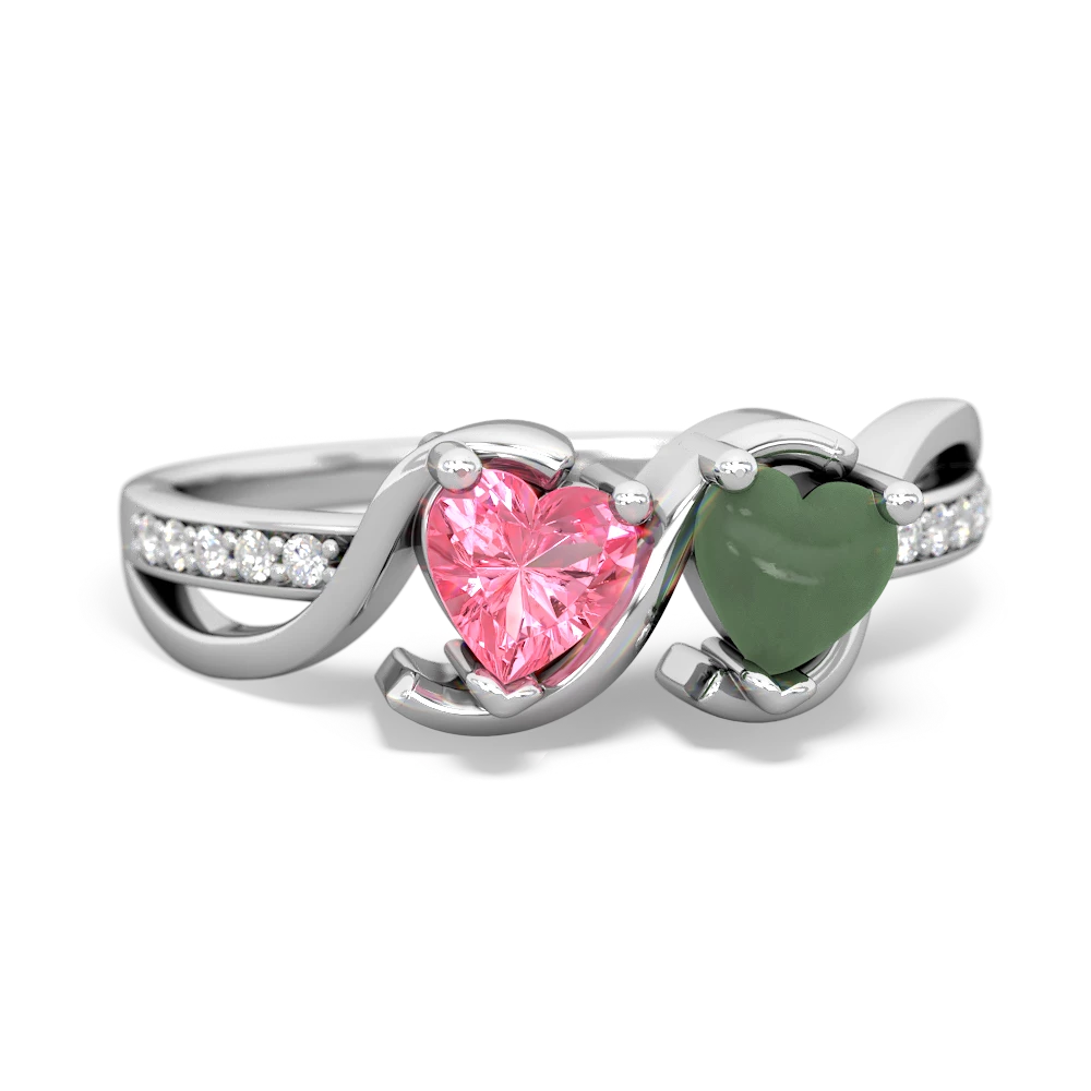 Lab Pink Sapphire Side By Side 14K White Gold ring R3090