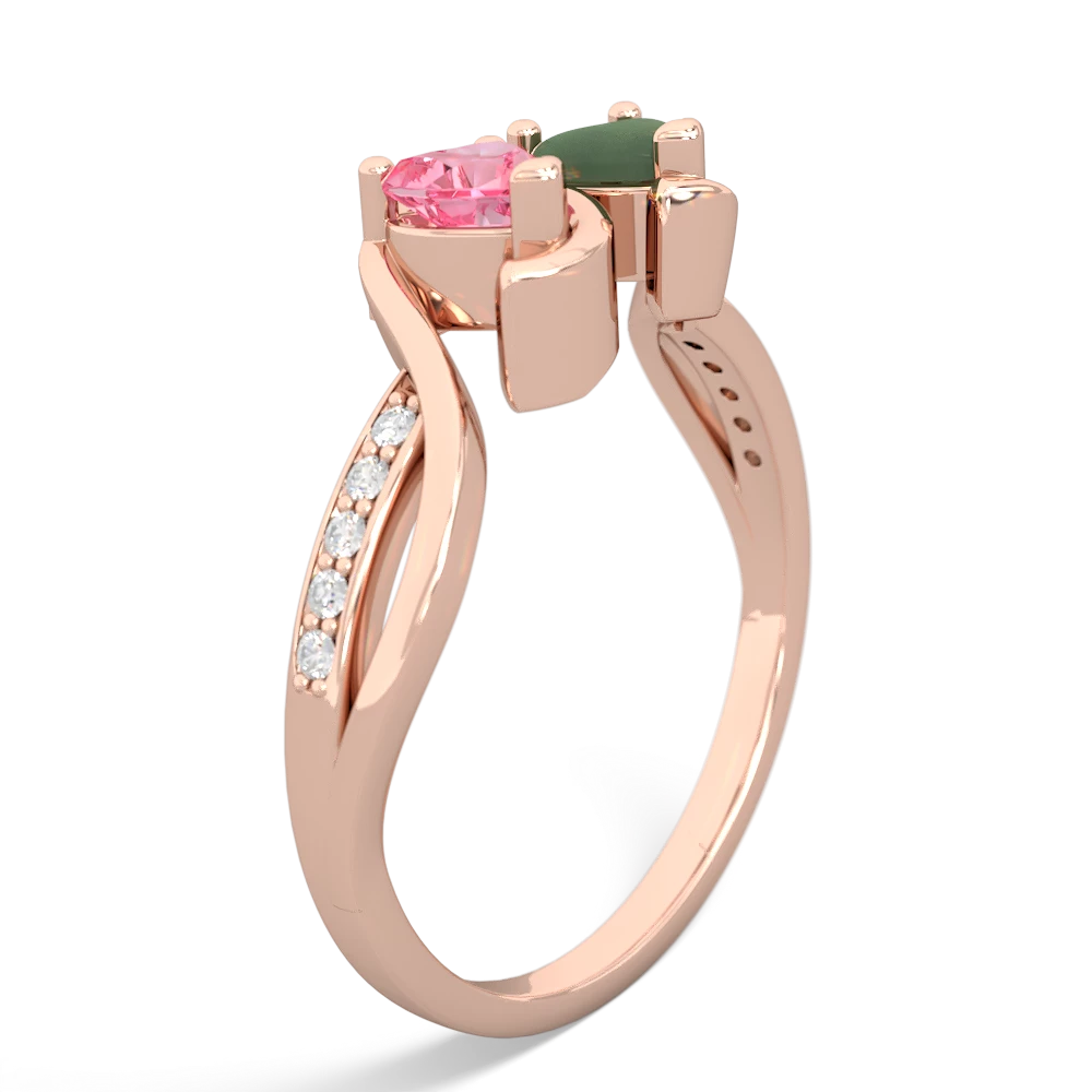 Lab Pink Sapphire Side By Side 14K Rose Gold ring R3090