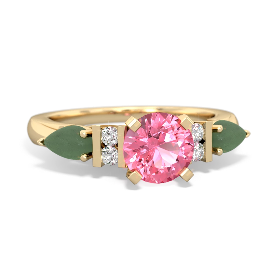 Lab Pink Sapphire 6Mm Round Eternal Embrace Engagement 14K Yellow Gold ring R2005