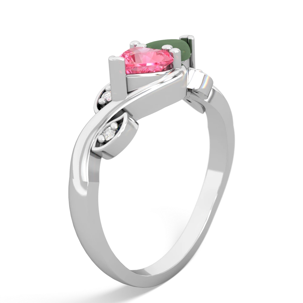 Lab Pink Sapphire Floral Elegance 14K White Gold ring R5790