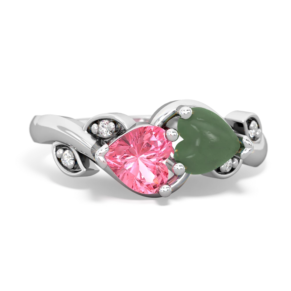 Lab Pink Sapphire Floral Elegance 14K White Gold ring R5790