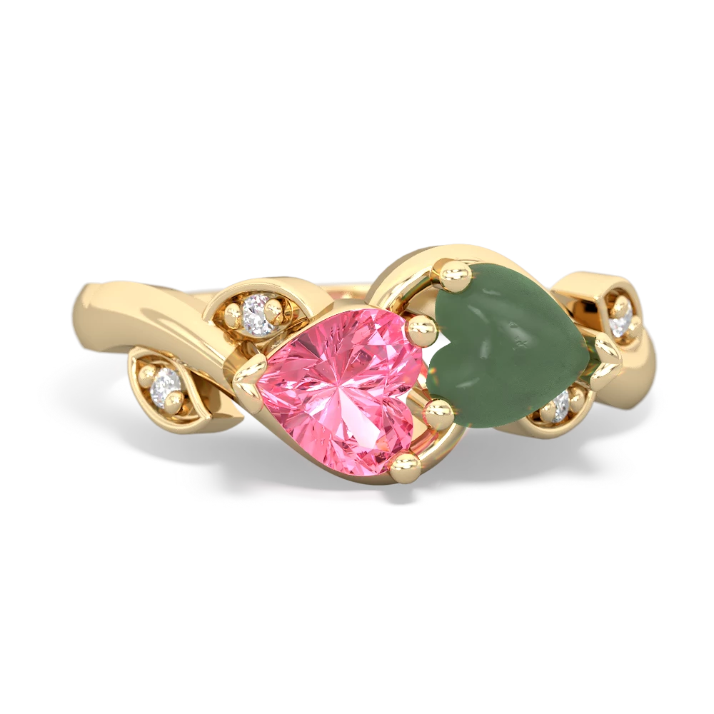 Lab Pink Sapphire Floral Elegance 14K Yellow Gold ring R5790