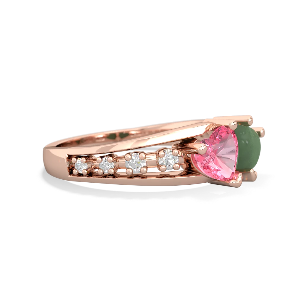 Lab Pink Sapphire Heart To Heart 14K Rose Gold ring R3342