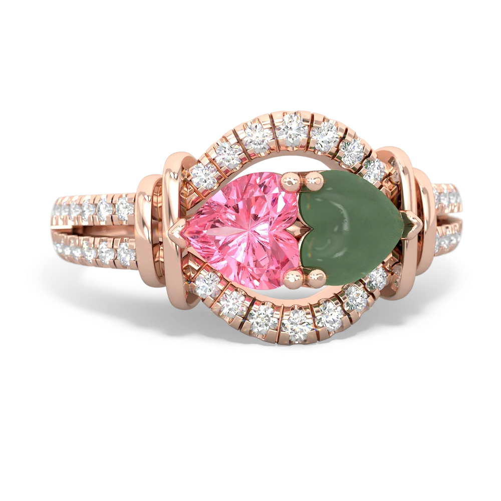 Lab Pink Sapphire Art-Deco Keepsake 14K Rose Gold ring R5630