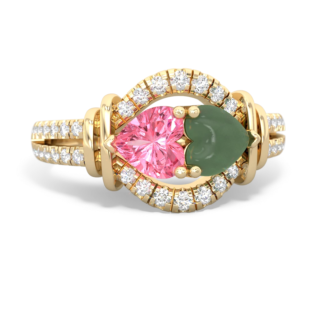 Lab Pink Sapphire Art-Deco Keepsake 14K Yellow Gold ring R5630