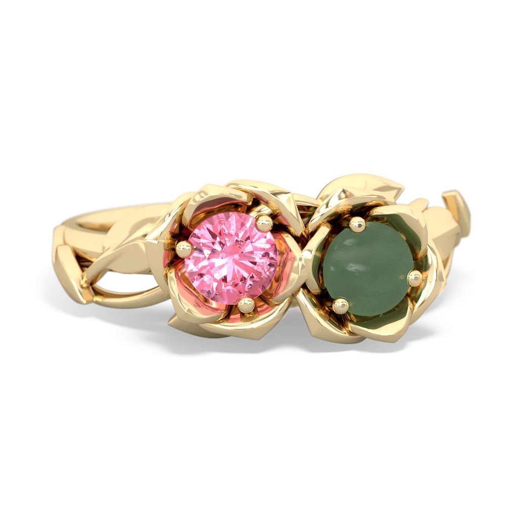 Lab Pink Sapphire Rose Garden 14K Yellow Gold ring R5510