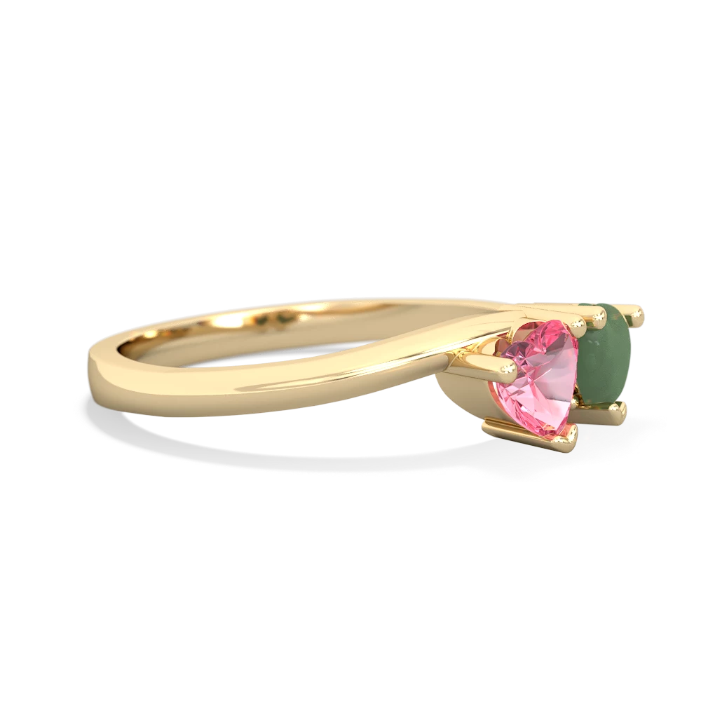 Lab Pink Sapphire Sweethearts 14K Yellow Gold ring R5260