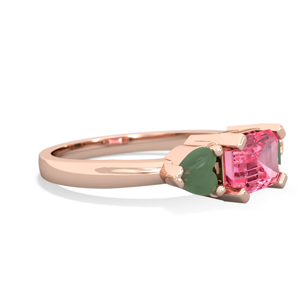 Lab Pink Sapphire Three Stone 14K Rose Gold ring R5235