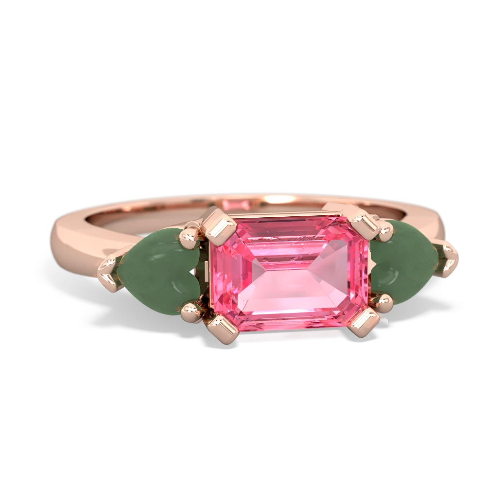 Lab Pink Sapphire Three Stone 14K Rose Gold ring R5235