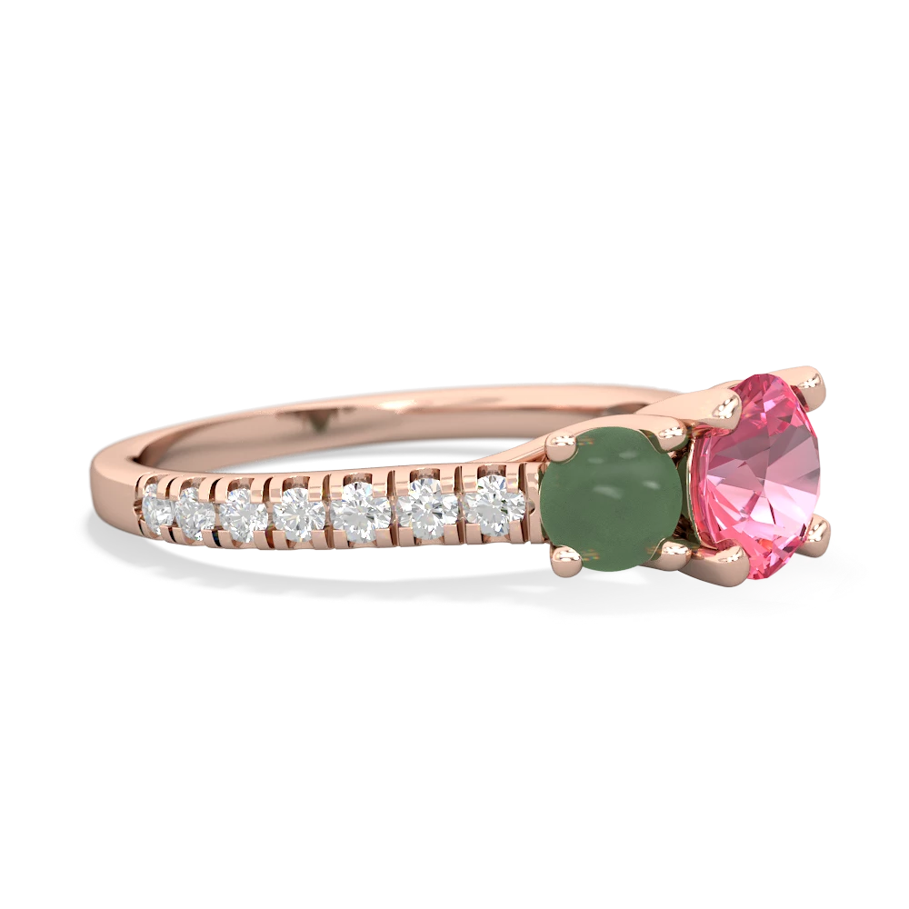 Lab Pink Sapphire Pave Trellis 14K Rose Gold ring R5500