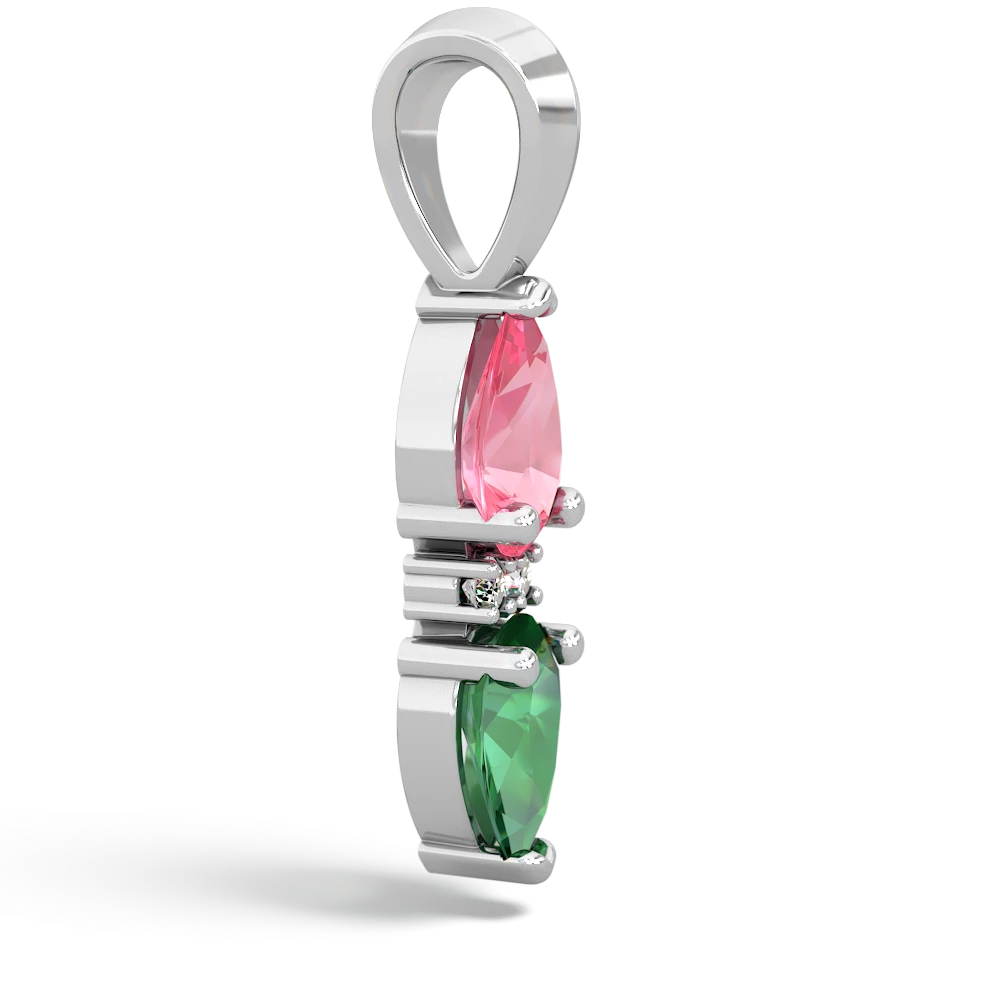 Lab Pink Sapphire Bowtie Drop 14K White Gold pendant P0865