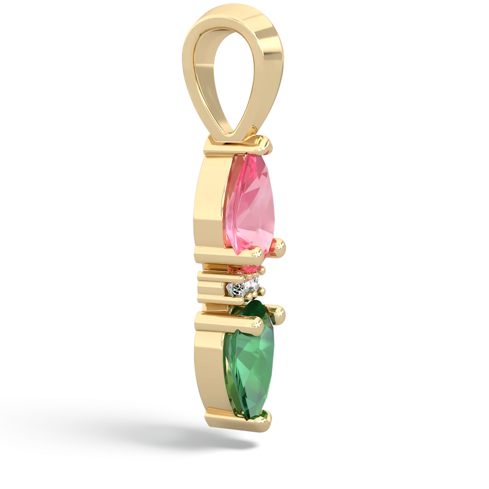 Lab Pink Sapphire Bowtie Drop 14K Yellow Gold pendant P0865