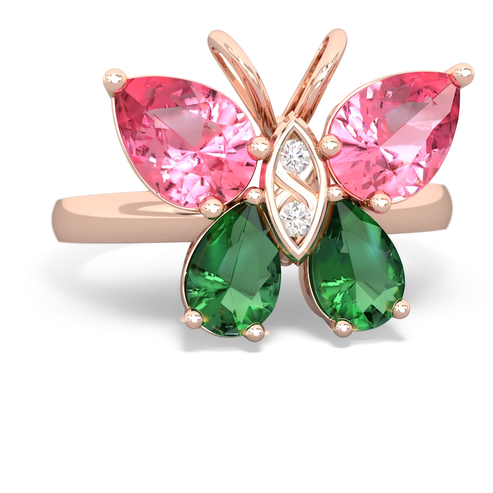 Lab Pink Sapphire Butterfly 14K Rose Gold ring R2215