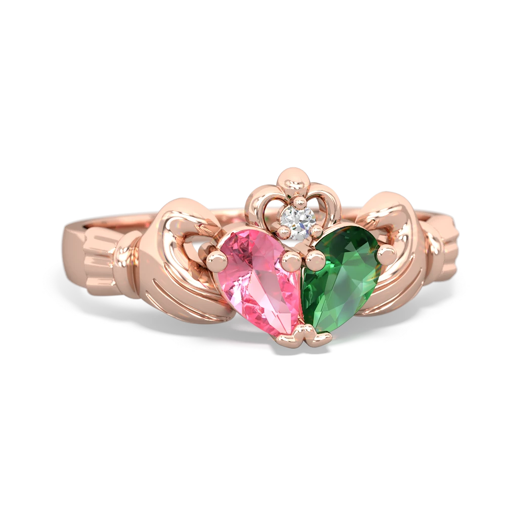 Lab Pink Sapphire 'Our Heart' Claddagh 14K Rose Gold ring R2388