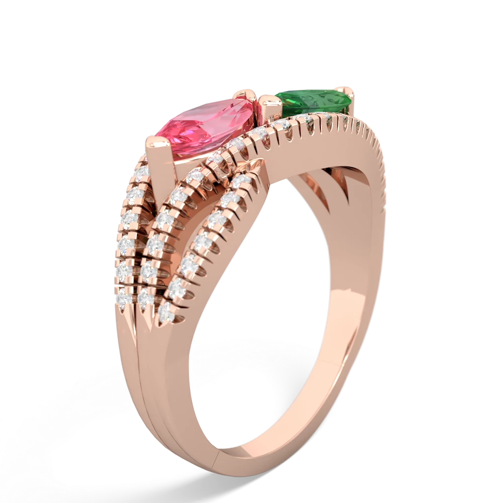 Lab Pink Sapphire Diamond Rivers 14K Rose Gold ring R3070