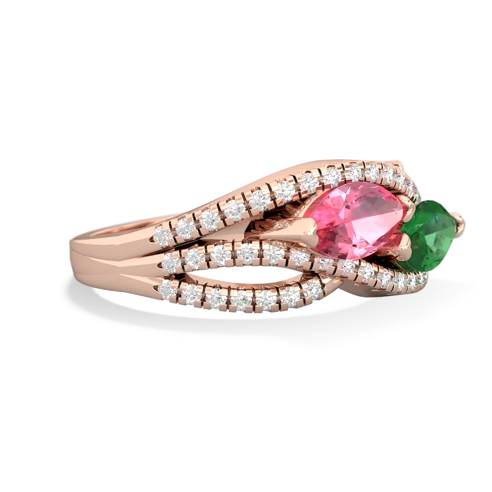 Lab Pink Sapphire Diamond Rivers 14K Rose Gold ring R3070