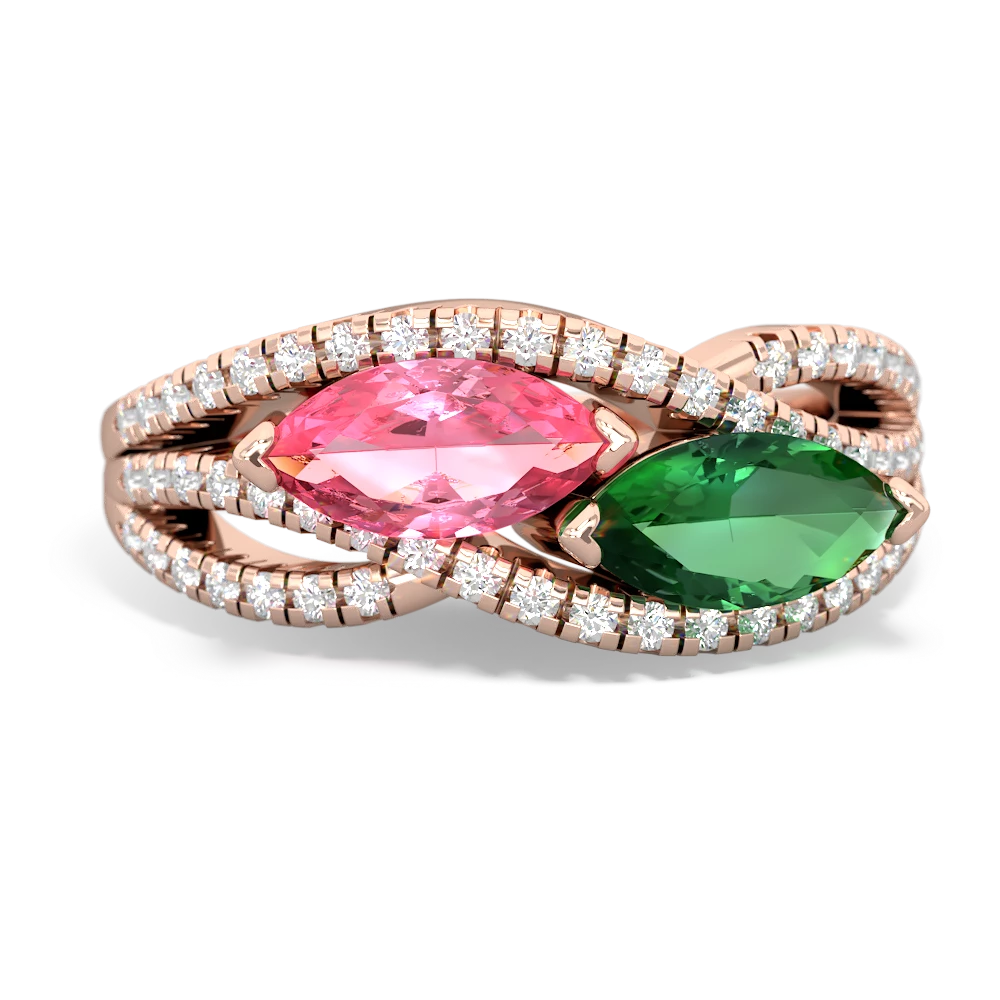 Lab Pink Sapphire Diamond Rivers 14K Rose Gold ring R3070