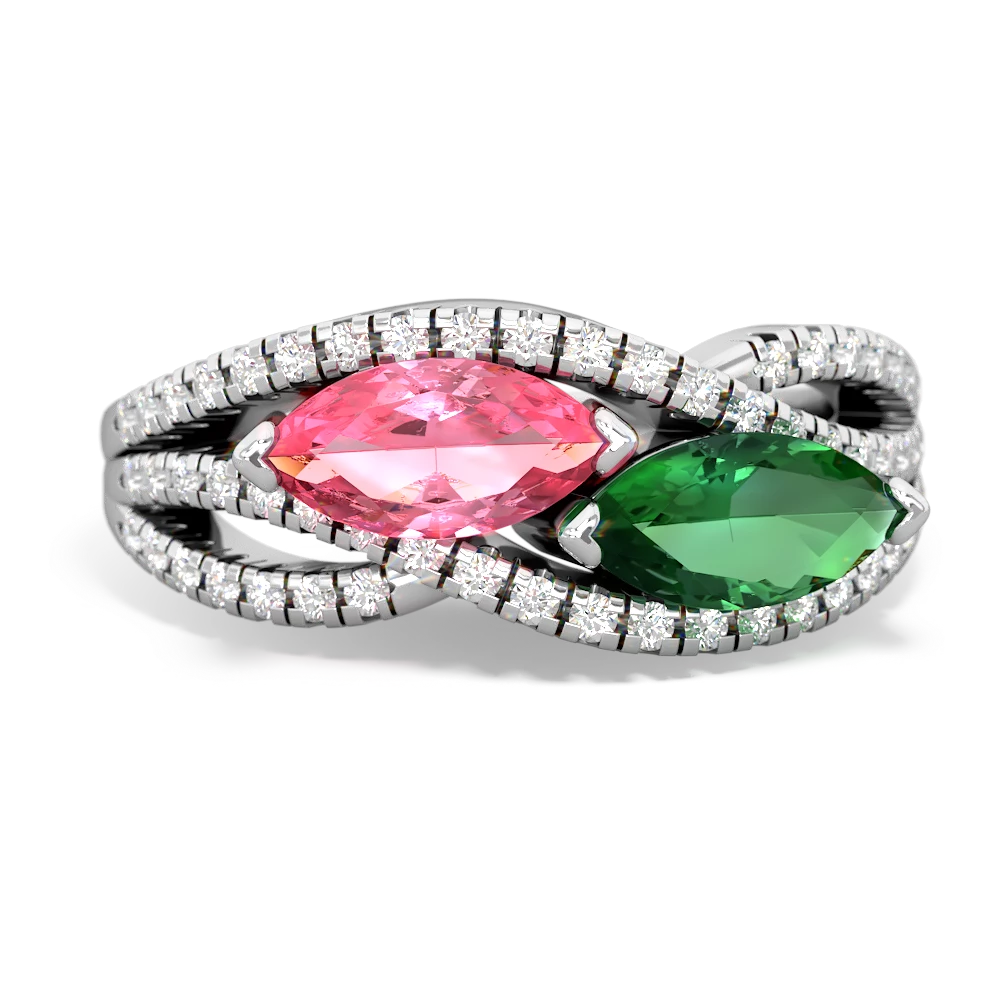 Lab Pink Sapphire Diamond Rivers 14K White Gold ring R3070